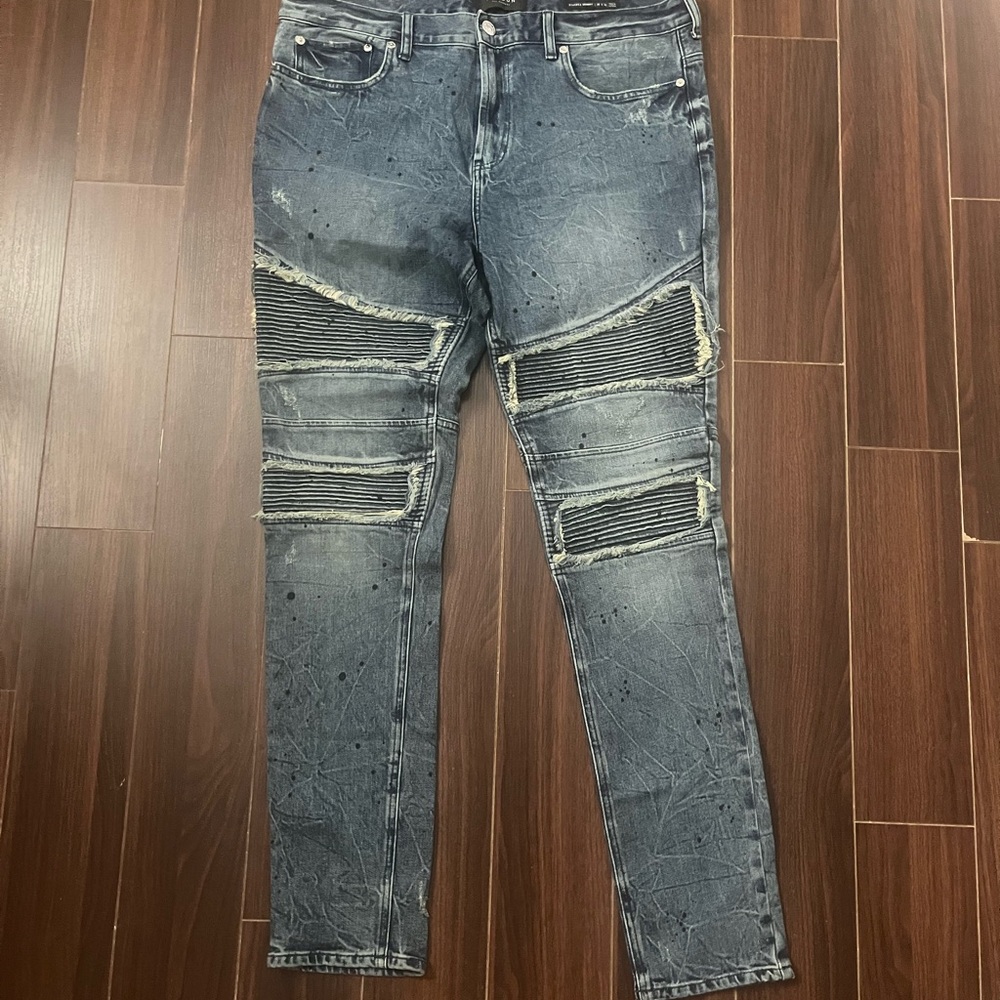 PacSun Blue Skinny Jeans with Distressed Details